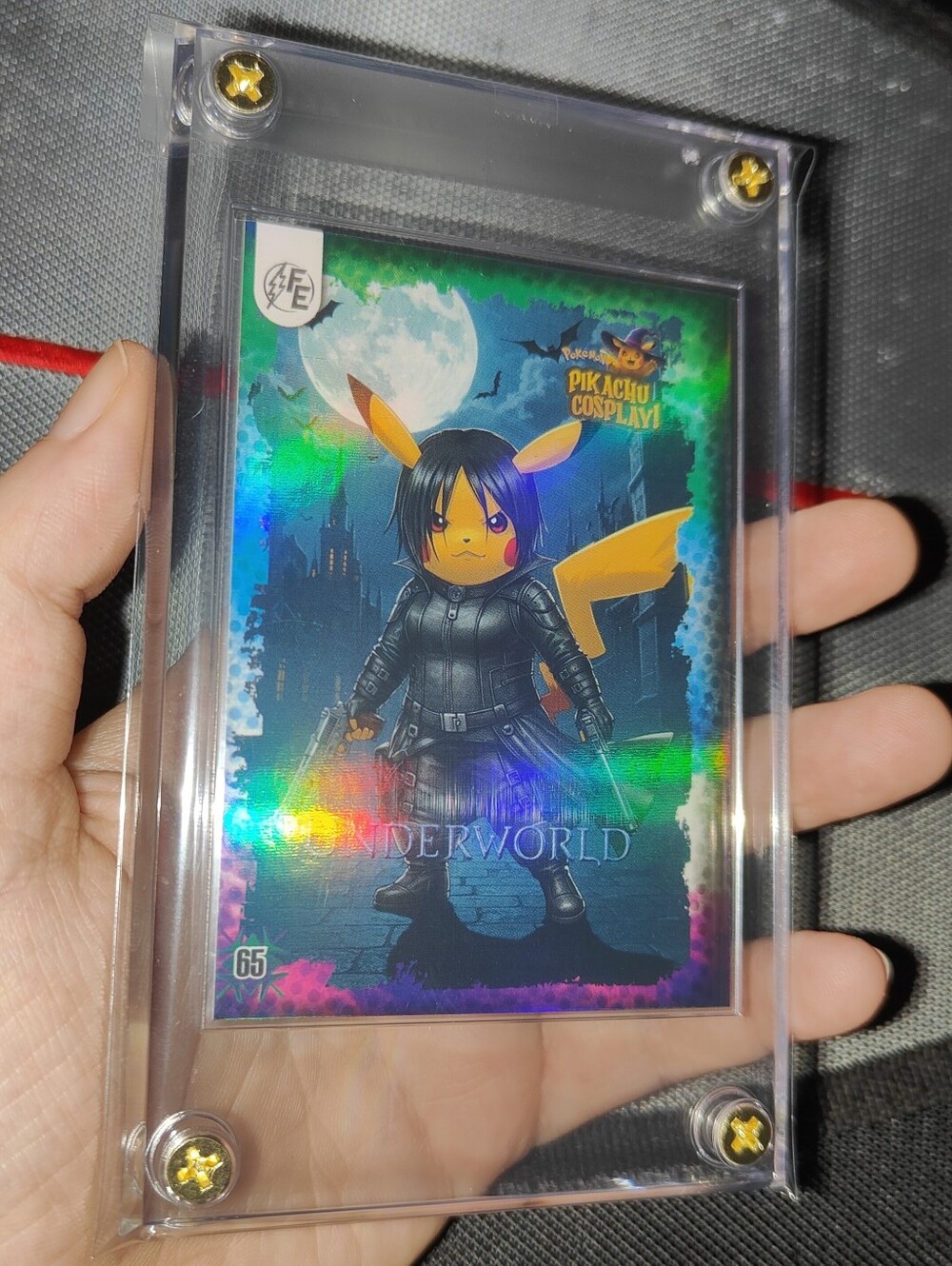 Underworld holo encased Pikachu Cosplay Horror card Unofficial Pokemon Peru